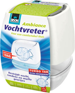 Bison Vochtvreter® Ambiance, luchtontvochtiger, bestrijdt vocht en schimmel in woonruimtes, uniek luchtcirculatiesysteem, 100 g, wit, ook geschikt voor caravans en campers