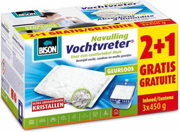 Bison Vochtvreter® Navulzak Neutraal 3x 450 g schikt voor Bison Vochtvreter®, bestrijd hoge luchtvochtigheid, geen batterij nodig, ook geschikt voor caravans en campers