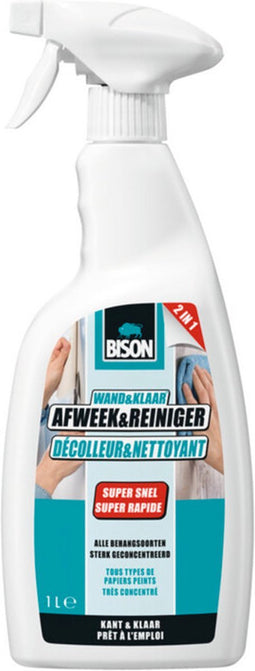 Bison Wand&Klaar® Afweek & Reiniger Flacon 1 liter, kant-en-klaar, voor alle soorten behang, supersnel, eenvoudig en schoon in gebruik, sterk geconcentreerd