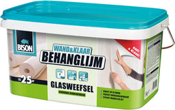Bison Wand&Klaar® Behanglijm glasweefsel emmer 5 kg, kant en klaar, eenvoudig aanbrengen, corrigeerbaar, goede hechting, voor alle soorten behang met een weefselrug
