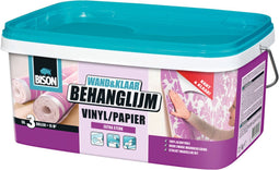 Bison Wand&Klaar® Behanglijm Vinyl/Papier Emmer 2,5 kg, kant en klaar, eenvoudig aanbrengen, corrigeerbaar, goede hechting, voor alle soorten behang met een vliesrug