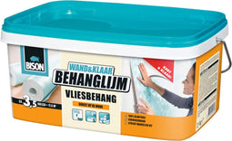 Bison Wand&Klaar® Behanglijm vliesbehang emmer 2.5 kg, kant en klaar, eenvoudig aanbrengen, corrigeerbaar, goede hechting, voor alle soorten behang met een vliesrug