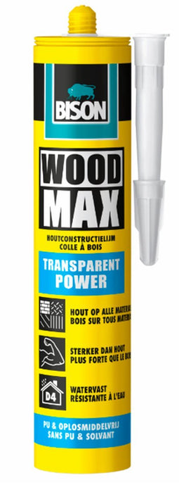 Bison Wood Max Transparant Power koker 320 g, extreem snel, voor alle houtsoorten, D4, hoge aanvangshechting