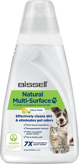 BISSELL Natural Pet Multi-Surface Vloerreinigingsmiddel - Schoonmaakmiddel voor Harde Vloeren & Tapijt - Vlekkenverwijderaar voor CrossWave & SpinWave Vloerreinigers - Bestrijdt Huisdiervlekken & Geuren - Citrus Geur - 1 Liter Vlekkenreiniger - 3122