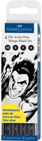 Faber-Castell fineliners - Pitt Artist Pen - Manga - 4-delig - zwart - FC-167132