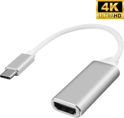 Techvavo® USB C naar HDMI Adapter - 4K @30Hz - Plug & Play - Zilvergrijs