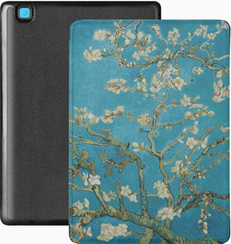Lunso - Geschikt voor Kobo Aura Edition 2 hoes (6 inch) - Vegan Saffiano Leren sleep cover - Van Gogh Amandelbloesem