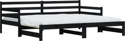 vidaXL - Slaapbank - met - onderschuifbed - 90x190 - cm - massief - grenenhout - zwart