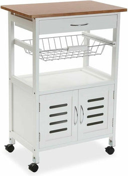 Multifunctionele kar Versa Wit Wielen PVC Hout MDF (37 x 84,5 x 58 cm)