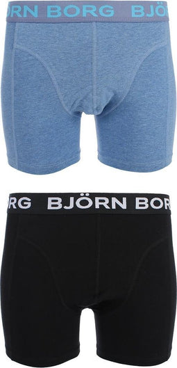Björn Borg - 2-pack Seasonal Solids Zwart / Blauw Melange - XXL