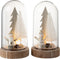 J-Line decoratie Stolp Kerst - hout - zilver/wit - large - 2 stuks - LED lichtjes