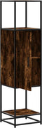 vidaXL - Hoge - kast - 35,5x35x139 - cm - bewerkt - hout - en - metaal - gerookt - eiken