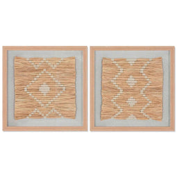 Schilderij Home ESPRIT Wit Natuurlijk Scandinavisch 40 x 3 x 40 cm (2 Stuks)