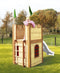 AXI Arthur Houten Speelhuis - Speeltoren met verdieping en Witte Glijbaan - Speelhuisje in Bruin, rood & groen - FSC hout - Speeltoestel / Kasteel voor kinderen