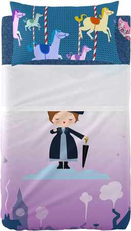 Set beddengoed HappyFriday Mr Fox Nanny Multicolour Wieg voor baby's 2 Onderdelen