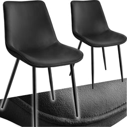 tectake® Monroe - Eetkamerstoel - Gevoerde fluwelen zitting - Zwart metalen poten - Draagkracht 120 kg - Set van 2 (2 stuks)