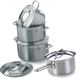 BK Gastronome kookpannenset - 5 delig - 16 tot 24 cm - inductie - alle warmtebronnen - met roestvrij stalen deksels - met maatverdeling - RVS - zonder keramische anti-aanbaklaag - PFAS-vrij