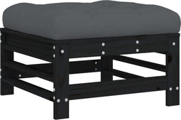 vidaXL - Tuinvoetenbanken - met - kussens - 2 - st - massief - grenenhout - zwart