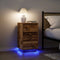 vidaXL - Nachtkastje - met - LED-verlichting - 38x34x65 - cm - oud - hout