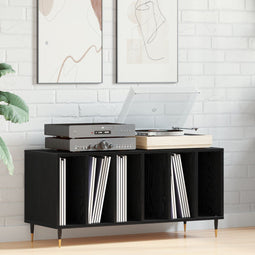 vidaXL - Recordkast - Zwart - Eiken - 100x38x48 - cm - Gerecycled - Hout