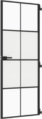 vidaXL - Binnendeur - smal - 76x201,5 - cm - gehard - glas - en - aluminium - zwart