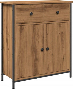 vidaXL - Dressoir - 70x30x80 - cm - bewerkt - hout - artisanaal - eikenkleur
