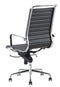 Feel Furniture - Luxe design bureaustoel van 100% rundleer - Hoge rugleuning - Zwart