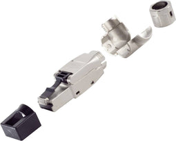 BKL Electronic RJ-45 stekker, CAT., zonder gereedschap, hoek, STP. 8.1 10121218 Zilver 1 stuk(s)