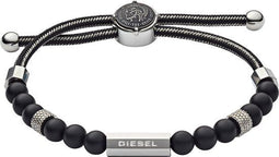 Diesel Beads - Kralenarmband - Zwart agaat - Zwart (Lengte: 16.50-25.00cm)