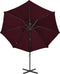 vidaXL - Zweefparasol - met - paal - en - LED-verlichting - 300 - cm - bordeauxrood