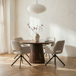 Kick eettafel Jude - Ronde tafel - Uniek designpoot - Bruin