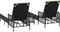 vidaXL - Ligbedden - 2 - stuks - met - Kussens - en - Tafel - Zwart - Poly - Rattan