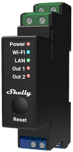 Shelly Pro 2 PM - 2-kanaals relaismodule - WiFi LAN Bluetooth - Zwart