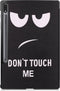 imoshion Tablet Hoes Geschikt voor Samsung Galaxy Tab S8 Plus / Tab S7 Plus / Tab S7 FE - imoshion Design Trifold Bookcase - Zwart / Meerkleurig /Don't touch