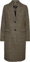 VERO MODA VMBLAST CHECK LONG WOOL JACKET - Dames Jas - Reverskraag lange mouwen knoopsluiting - Maat L (40)