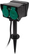 Perel Stekkerdoos voor buiten, timer, aardspies, 2 stopcontacten met randaarde (type F), 2 klapdeksel, kabel 1.5 m, 3G1.5, IP44, zwart/groen