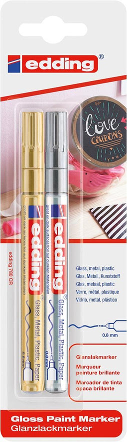 edding 780 glanslakmarker blister van 2 assorti