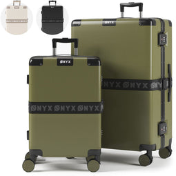ONYX Kofferset - 2-delig - Handbagage 33L en Check-in 100L - TSA slot - Spinner wielen - Lichtgewicht - Groen (2 stuks)