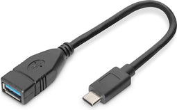 Digitus USB-kabel USB-C stekker, USB-A bus 0.15 m Zwart DB-300315-001-S