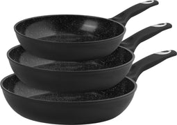 Maison & Kitchen - Koekenpan Inductie Koekenpannenset PFAS vrij serie - 3 delig pan - inductie pannen Ø 20, 24 & 28 cm - koekenpannen - Keramische Pannenset - Zwart
