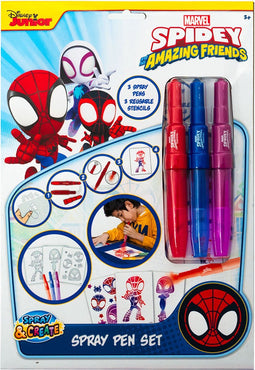 Blaaspennen Set Spidey Inclusief 3 blaaspennen en 3 sjablonen - Spraypen - Blopens - Blaasstiften