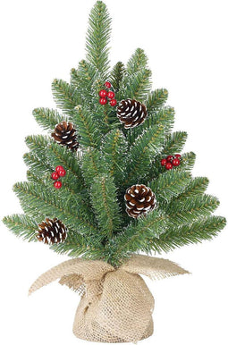 Black Box creston kunstkerstboom met jute berry groen besneeuwd maat in cm: 60 x 23
