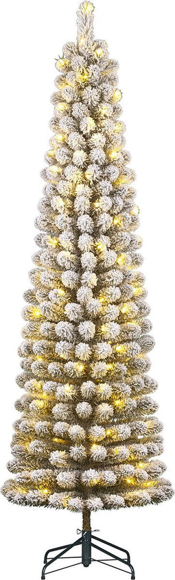 Black Box Trees Charlton Smalle Kunstkerstboom met Warm Witte LED Verlichting - H230 x Ø58 cm - Groen Frosted