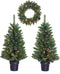 Black Box Trees Creston Set van 2 Kerstbomen en 1 Krans met LED Verlichting - Groen