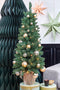 Black Box Trees Gerlos Smalle Kunstkerstboom in Pot met Warm Witte LED Verlichting - H120 x Ø51 cm - Groen