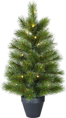 Black Box Trees Glendon Kunstkerstboom in Pot met 30 LED lampjes - H90 x Ø51cm - Groen