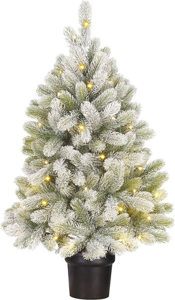 Black Box Trees Nigata Kunstkerstboom in Pot met LED Verlichting - H90 x Ø55 cm - Groen Frosted