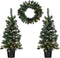 Black Box Trees Norton Set van 2 Kunstkerstbomen en 1 Kerstkrans met LED Verlichting - Groen Frosted