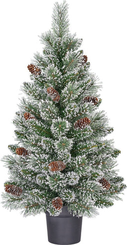 Black Box Trees Vandans Kunstkerstboom in Pot - H90 x Ø48 cm - Groen Frosted