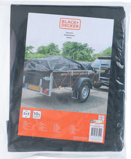 Black & Decker Afdekzeil/dekzeil voor aanhangers - 2x3m - zwart - waterdicht